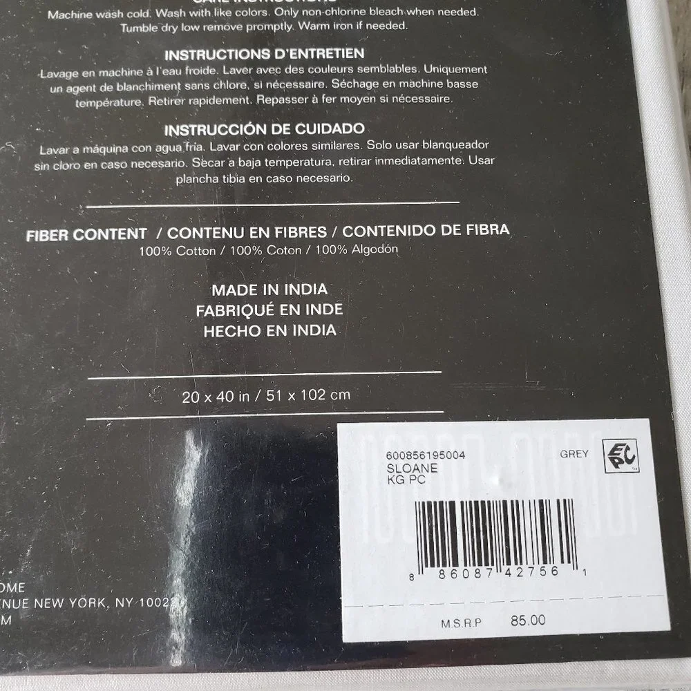 NWT – Ralph Lauren – Sloane Grey Pair of King Pillowcases
